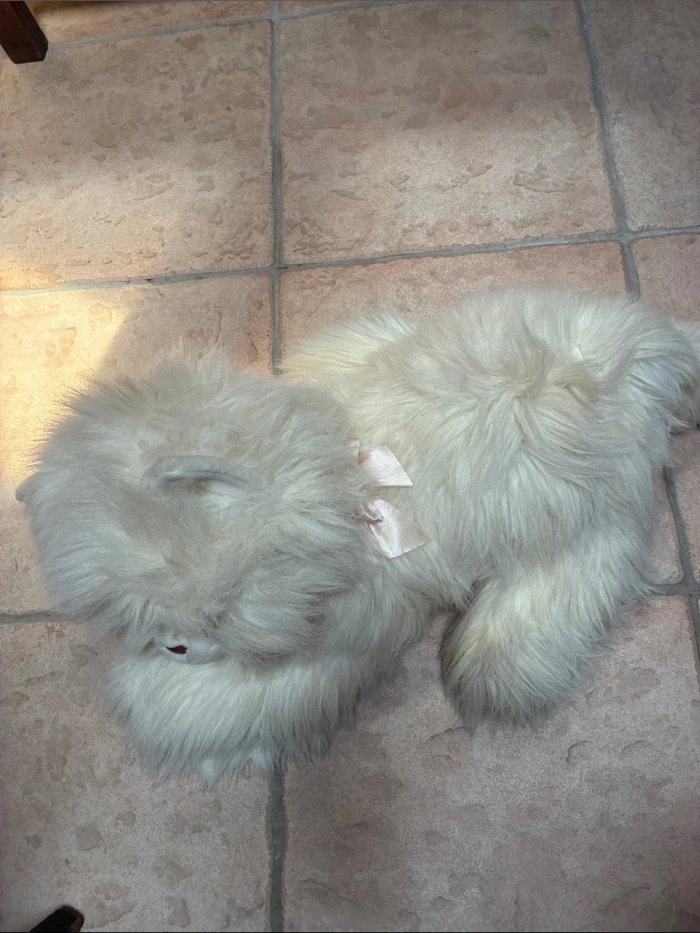 Kellytoy Cream Plush Long-Fur Persian Cat with Brown Nose